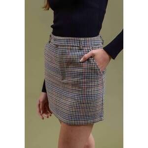 NEW THE WORKSHOP STUDIO high waist plaid mini skirt in navy multi